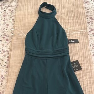 Lulu's Green Wide Leg Halter Jumpsuit